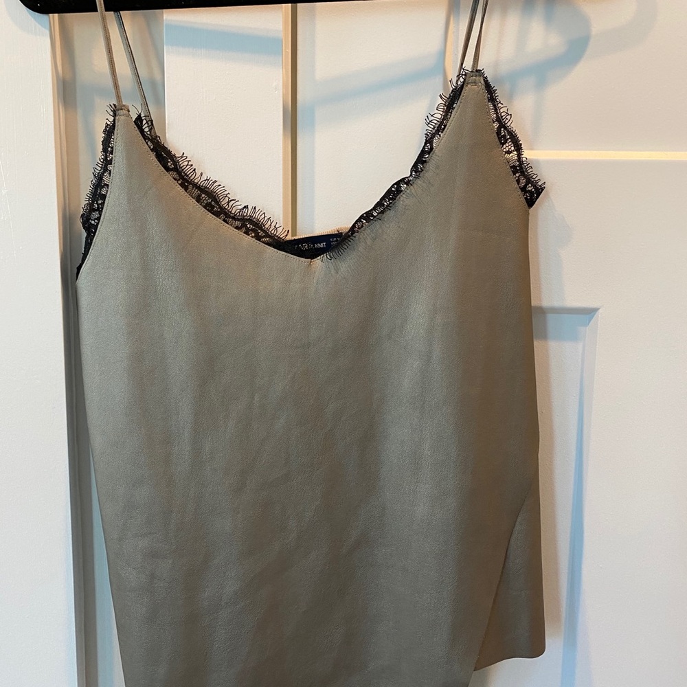 Leather tank with lace